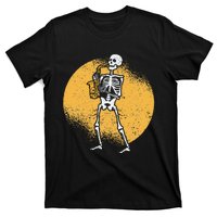 Skeleton Playing Saxophone Jazz Halloween Music Spooky Scary T-Shirt