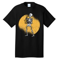 Skeleton Playing Saxophone Jazz Halloween Music Spooky Scary Tall T-Shirt