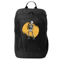 Skeleton Playing Saxophone Jazz Halloween Music Spooky Scary City Backpack