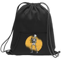 Skeleton Playing Saxophone Jazz Halloween Music Spooky Scary Sweatshirt Cinch Pack Bag