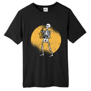 Skeleton Playing Saxophone Jazz Halloween Music Spooky Scary Tall Fusion ChromaSoft Performance T-Shirt