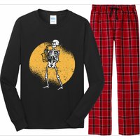 Skeleton Playing Saxophone Jazz Halloween Music Spooky Scary Long Sleeve Pajama Set