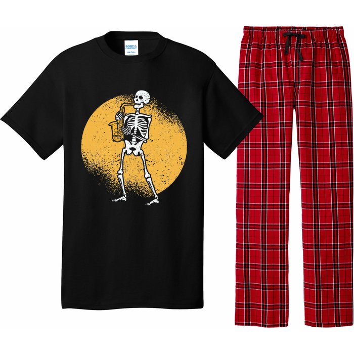 Skeleton Playing Saxophone Jazz Halloween Music Spooky Scary Pajama Set