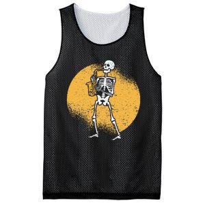 Skeleton Playing Saxophone Jazz Halloween Music Spooky Scary Mesh Reversible Basketball Jersey Tank