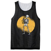 Skeleton Playing Saxophone Jazz Halloween Music Spooky Scary Mesh Reversible Basketball Jersey Tank