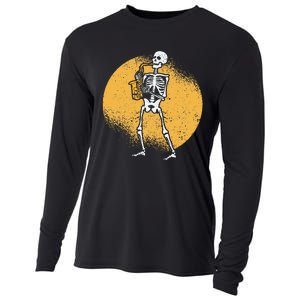 Skeleton Playing Saxophone Jazz Halloween Music Spooky Scary Cooling Performance Long Sleeve Crew