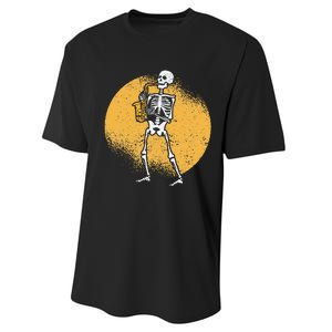 Skeleton Playing Saxophone Jazz Halloween Music Spooky Scary Performance Sprint T-Shirt