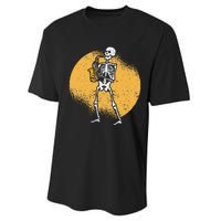 Skeleton Playing Saxophone Jazz Halloween Music Spooky Scary Performance Sprint T-Shirt