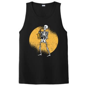 Skeleton Playing Saxophone Jazz Halloween Music Spooky Scary PosiCharge Competitor Tank