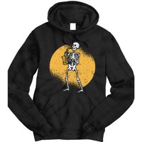 Skeleton Playing Saxophone Jazz Halloween Music Spooky Scary Tie Dye Hoodie