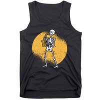 Skeleton Playing Saxophone Jazz Halloween Music Spooky Scary Tank Top