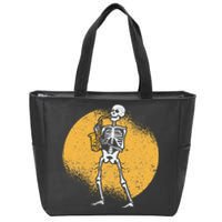 Skeleton Playing Saxophone Jazz Halloween Music Spooky Scary Zip Tote Bag