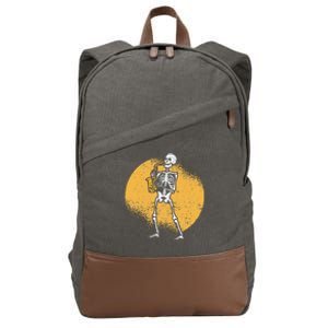 Skeleton Playing Saxophone Jazz Halloween Music Spooky Scary Cotton Canvas Backpack