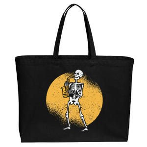 Skeleton Playing Saxophone Jazz Halloween Music Spooky Scary Cotton Canvas Jumbo Tote