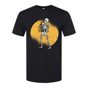 Skeleton Playing Saxophone Jazz Halloween Music Spooky Scary Softstyle CVC T-Shirt