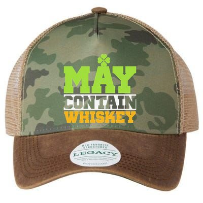 St. Patricks Shamrock Funny Drinking May Contain Whiskey Legacy Tie Dye Trucker Hat