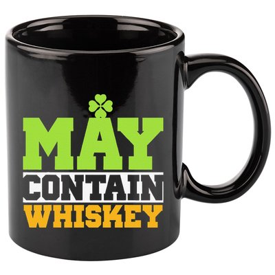 St. Patricks Shamrock Funny Drinking May Contain Whiskey 11oz C Handle Ceramic Mug