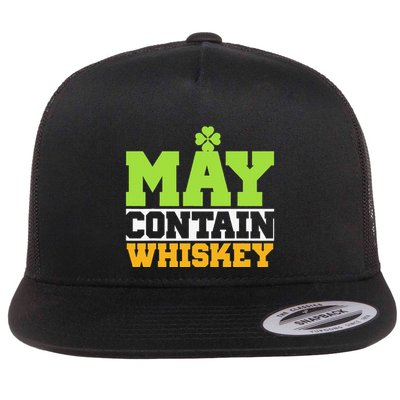 St. Patricks Shamrock Funny Drinking May Contain Whiskey Flatbill Hat