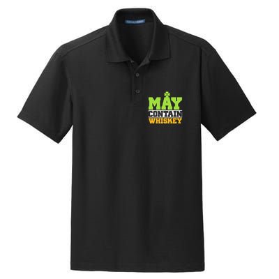 St. Patricks Shamrock Funny Drinking May Contain Whiskey Dry Zone Grid Polo