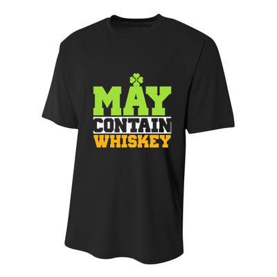 St. Patricks Shamrock Funny Drinking May Contain Whiskey Youth Performance Sprint T-Shirt