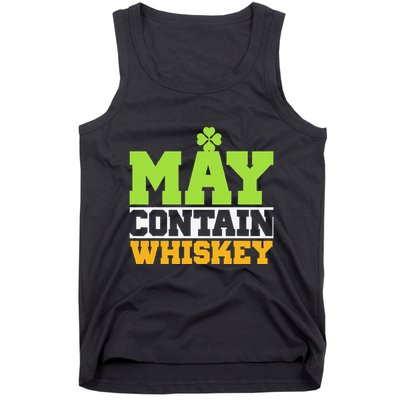 St. Patricks Shamrock Funny Drinking May Contain Whiskey Tank Top