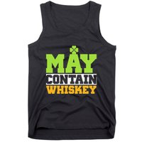 St. Patricks Shamrock Funny Drinking May Contain Whiskey Tank Top