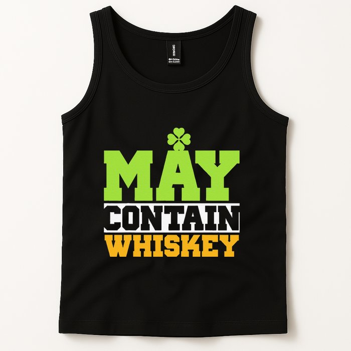 St. Patricks Shamrock Funny Drinking May Contain Whiskey Tank Top