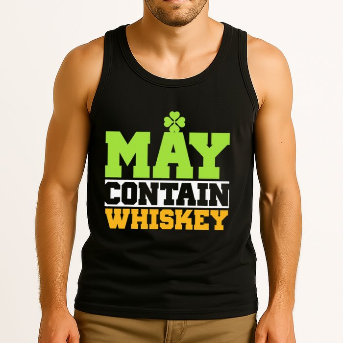 St. Patricks Shamrock Funny Drinking May Contain Whiskey Tank Top