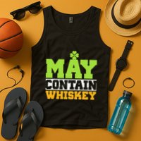 St. Patricks Shamrock Funny Drinking May Contain Whiskey Tank Top