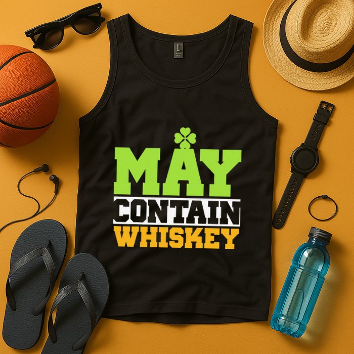 St. Patricks Shamrock Funny Drinking May Contain Whiskey Tank Top