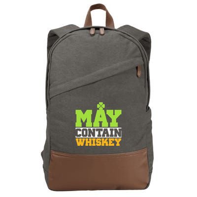 St. Patricks Shamrock Funny Drinking May Contain Whiskey Cotton Canvas Backpack