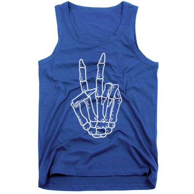 Skeleton Peace Sign Pocket Skeleton Halloween Party Creature Funny Gift Tank Top