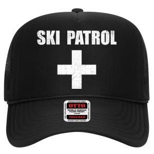 Ski Patrol Skiing First Aid Winter Gift High Crown Mesh Back Trucker Hat