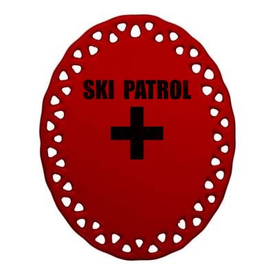 Ski Patrol Skiing First Aid Winter Gift Ceramic Oval Ornament