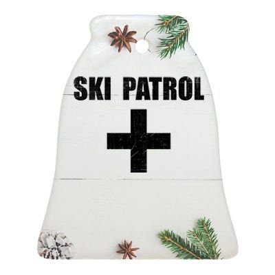 Ski Patrol Skiing First Aid Winter Gift Ceramic Bell Ornament