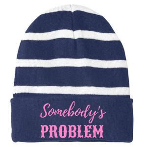 SomebodyS Problem Striped Beanie with Solid Band