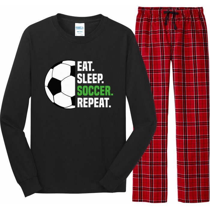 Soccer Player Soccer Lover Eat Sleep Soccer Repeat Long Sleeve Pajama Set