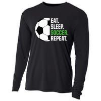 Soccer Player Soccer Lover Eat Sleep Soccer Repeat Cooling Performance Long Sleeve Crew