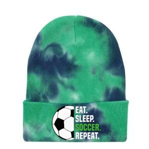 Soccer Player Soccer Lover Eat Sleep Soccer Repeat Tie Dye 12in Knit Beanie