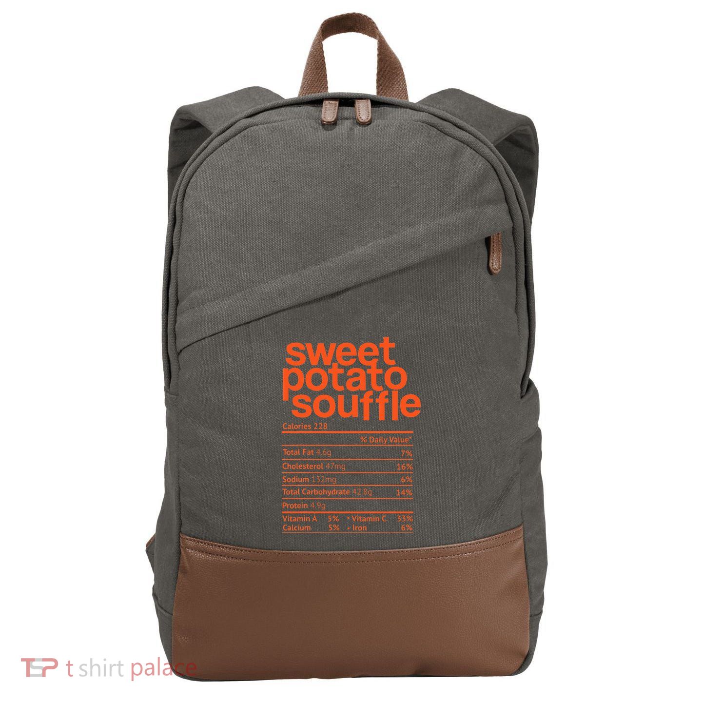 Sweet Potato Souffle Nutrition Facts Thanksgiving Christmas Cotton Canvas Backpack