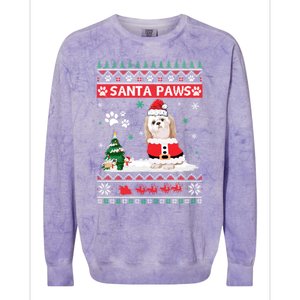 Santa Paws Shih Tzu Merry Christmas Dog Funny Xmas Meaningful Gift Colorblast Crewneck Sweatshirt