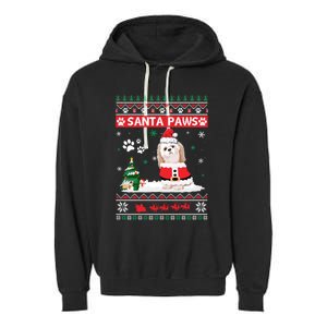 Santa Paws Shih Tzu Merry Christmas Dog Funny Xmas Meaningful Gift Garment-Dyed Fleece Hoodie