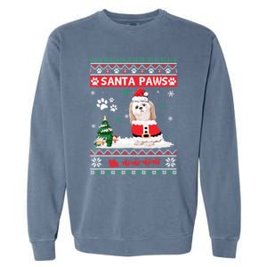 Santa Paws Shih Tzu Merry Christmas Dog Funny Xmas Meaningful Gift Garment-Dyed Sweatshirt