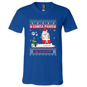 Santa Paws Shih Tzu Merry Christmas Dog Funny Xmas Meaningful Gift V-Neck T-Shirt