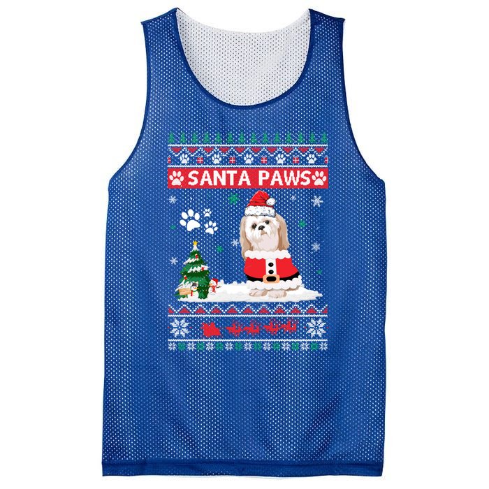 Santa Paws Shih Tzu Merry Christmas Dog Funny Xmas Meaningful Gift Mesh Reversible Basketball Jersey Tank