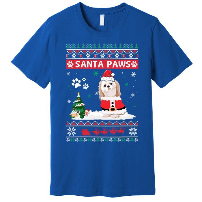 Santa Paws Shih Tzu Merry Christmas Dog Funny Xmas Meaningful Gift Premium T-Shirt