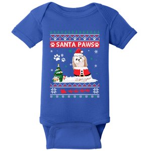 Santa Paws Shih Tzu Merry Christmas Dog Funny Xmas Meaningful Gift Baby Bodysuit