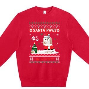 Santa Paws Shih Tzu Merry Christmas Dog Funny Xmas Meaningful Gift Premium Crewneck Sweatshirt