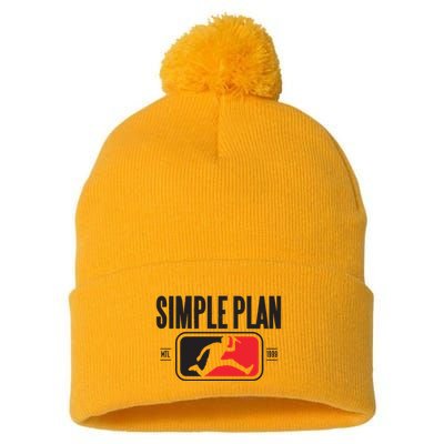 Simple Plan Style Logo Raglan Pom Pom 12in Knit Beanie