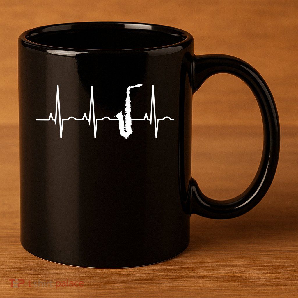 Saxophone Player Shirts Saxophone Heartbeat 11oz C Handle Ceramic Mug